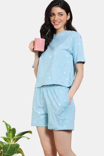 Buy Zivame Starry Nights Knit Cotton Shorts Set - Leisure Time